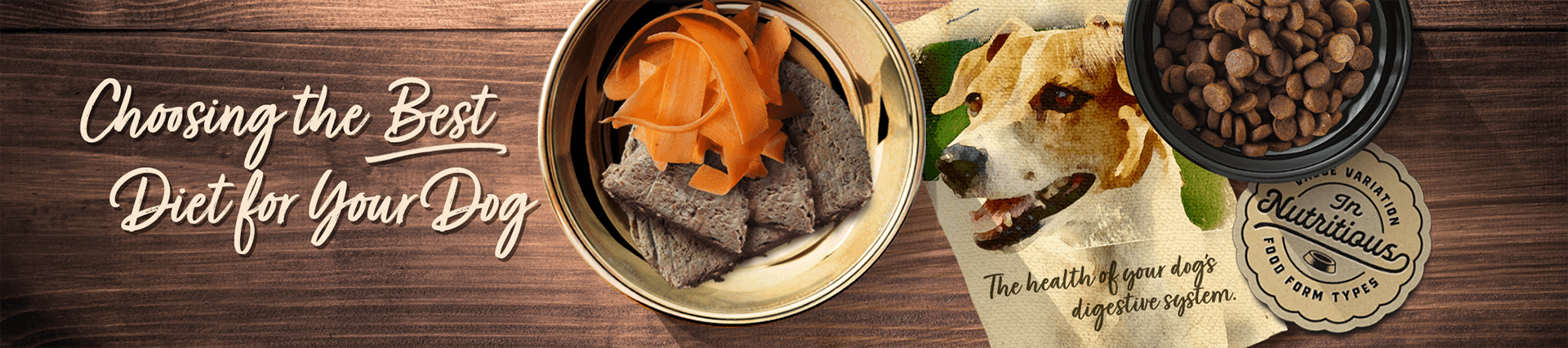 Dog food and an illustration of the dog