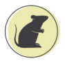 A representation of a mouse on a green clrcle