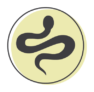 A representation of a snake on a green circle