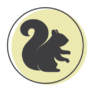 A representation of a squirrel on a green circle