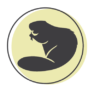 A representation of a beaver on a green circle