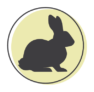 A representation of a rabbit on a green circle