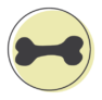 A representation of a bone on a green circle