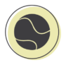 A representation of a tennis ball on a green circle