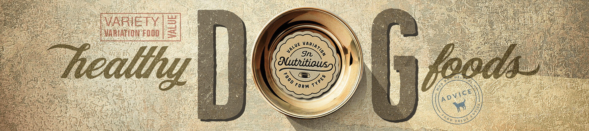 An illustration of a dog food bowl over the words health dog foods