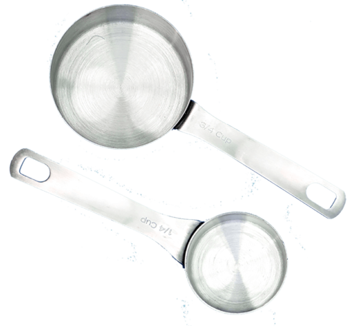 two stainless steel measuring cups